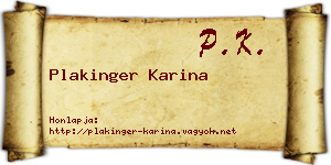 Plakinger Karina névjegykártya